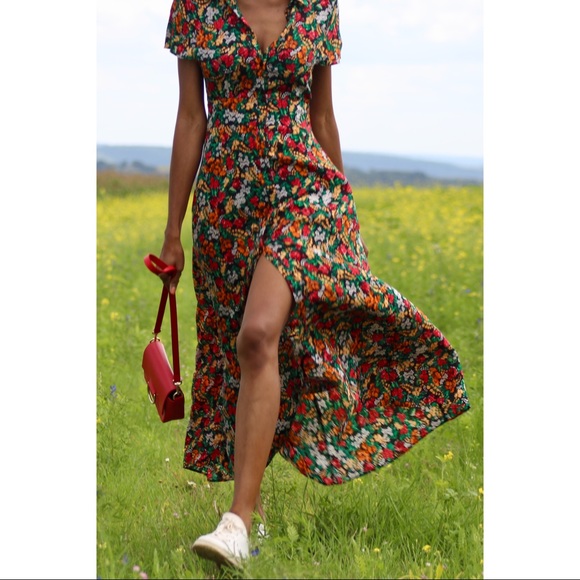 zara green floral maxi dress